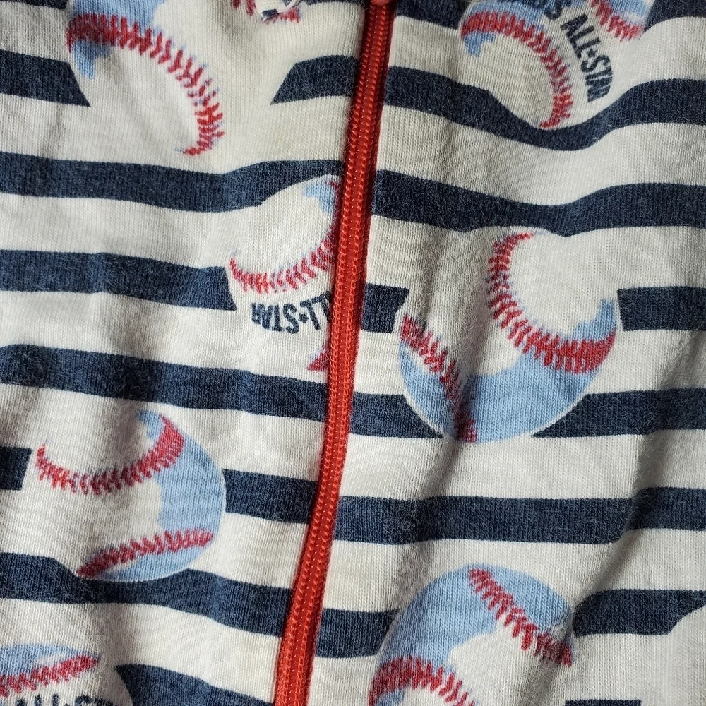 The Children's Place Size 12-18m 100% Cotton Dad's All Star Baseball Footed PJs